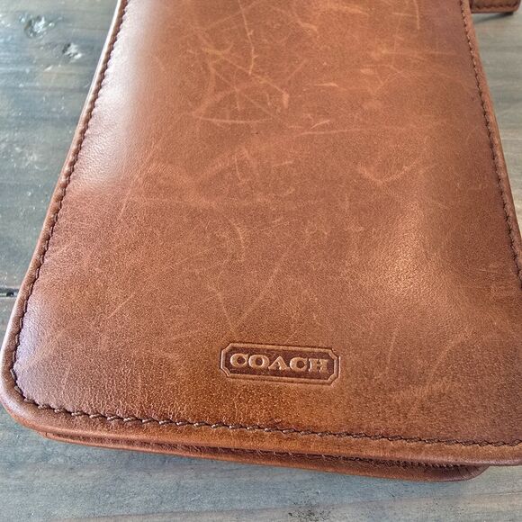 Authentic vintage Y2K COACH British tan leather Blackberry phone wallet - Picture 2 of 15